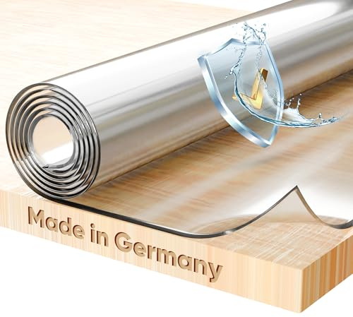 BEAUTEX Tischdecke transparent 2 mm glasklar V-Kante Rechteckig 40x110 | Tischschutz & Tischfolie nach Wunschmaß, Made in Germany, wasserdicht, lebensmittelecht, robust, pflegeleicht