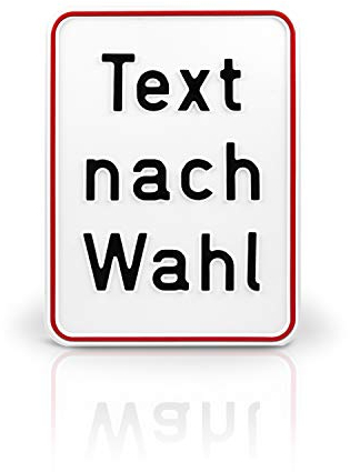 Betriebsausstattung24 Individuelles Schild mit Wunschtext - Text nach Wahl - Aluminiumschild - Weiß - Schwarz/rot - Größe: 15,0 x 20,0 cm