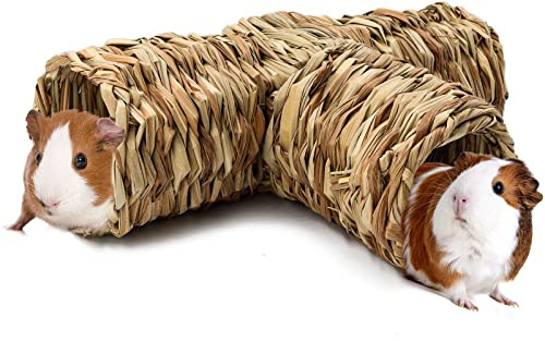 BWOGUE Hamster Grass Tunnel Toy Nature's Hideaway Guinea Pig Tunnels and Tubes Toys for Rats,Syrian Hamster,Ferrets,Guinea Pig,Chinchilla Hedgehog and Bunny