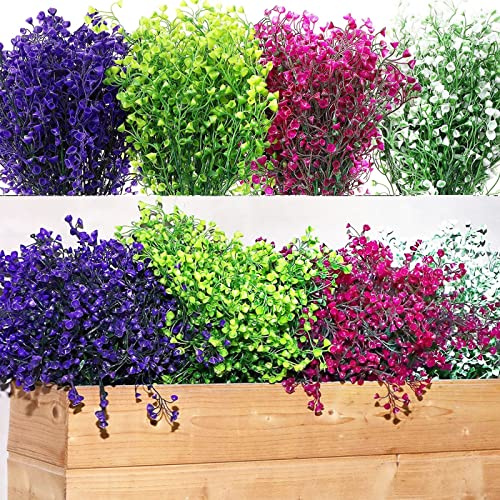 WILLBOND Kunstblumen für den Außenbereich, UV-beständig, dekorative künstliche Sträucher, Büsche für Blumenarrangements, Tischdekoration, Heim-, Garten-, Küchendekoration, 12 Bündel