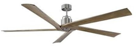 Monte Carlo 5ASPR70BS Aspen 70 Indoor/Outdoor Damp Ceiling Fan with Remote Control, 5 Light Grey Weathered Oak Blades, Brushed Steel
