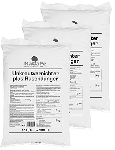 HaGaFe Unkrautvernichter plus Rasendünger Dünger mit UV NPK Volldünger 30 kg (3 x 10 kg) (30 kg (3x 10 kg))