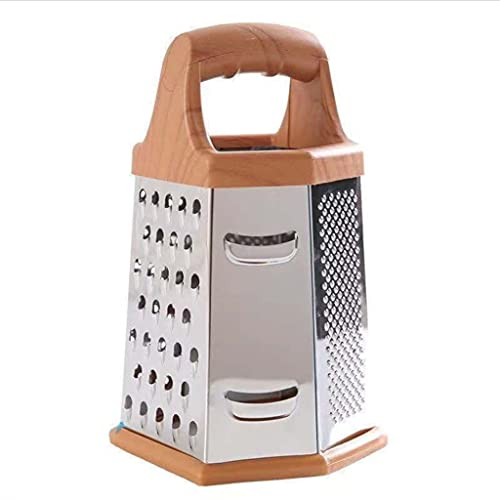 8in Cheese Grater Stainless Steel Six-Sided Multifunctional Grater Kitchen Baking Handheld Grater Tools Food Grater (Color : Silver)