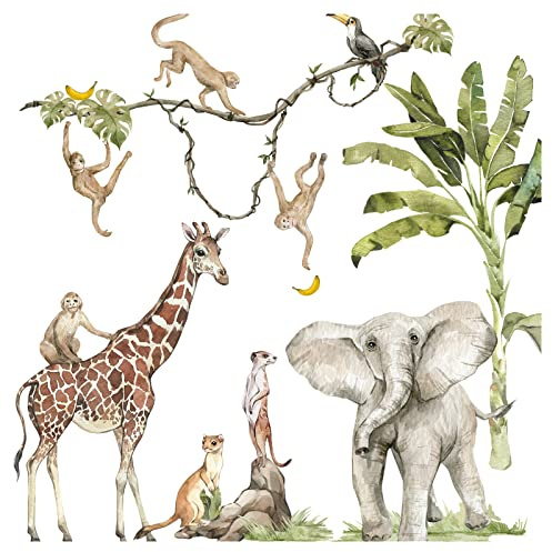 Grandora Wandtattoo Safari Tiere Wandsticker Kinderzimmer Wanddeko DL803-4