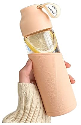 WWAGO Sportflasche Trinkflasche 350ml Glas Wasserflasche mit Schutztasche Anti-Branding Sportwasserflaschen Outdoor Portable Student Tote Cup Wasserflasche Trinkflaschen Wasserflaschen