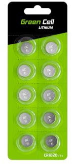 Green Cell CR1620 Lot de 5 Piles Bouton Lithium CR 1620 70 mAh 3 V