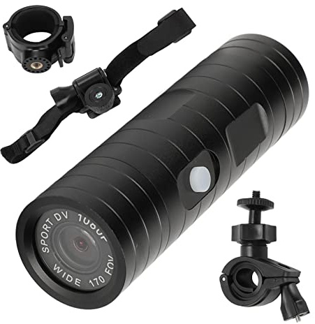 Telecamera per Casco Moto da Bici con Supporto a 360 Gradi, 1080P 8Mp 170 Gradi Grandangolare Impermeabile Mini Videocamera Sportiva, per Moto da Bici