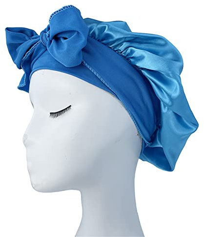 Solide Satinhaube für Damen, lange Haarpflege, Nachtschlafmütze, Haarstyling-Kappe, Seide, Kopfwickel, Duschhaube