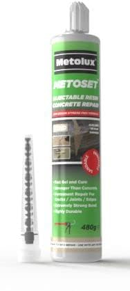 Dortech Metolux Metoset Concrete Repair Resin for Repairing Cracks and Sealing Joints, Strong Mortar Repair Ready to Use Cement Filler Suitable for Indoor & Outdoor Use - Sand (480g)