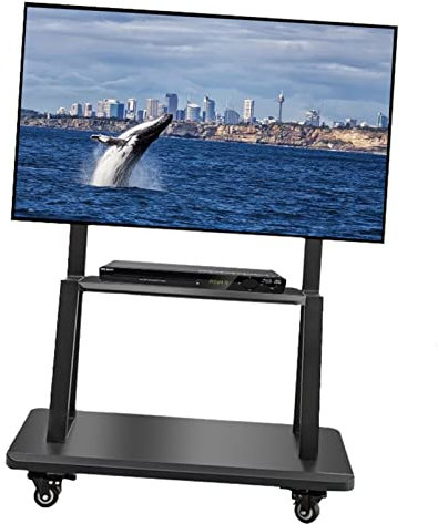 Carro de TV con ruedas inclinable para servicio pesado, 32 40 50 55 60 65 70 75 pulgadas Soporte de pantalla de TV móvil universal para la escuela del hotel en casa, carga de 220 libras beautiful