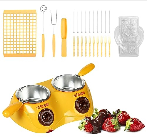 QUTBAG Horno de fusión de Chocolate de Doble Horno, Olla eléctrica para derretir Dulces de Chocolate, Herramienta de fusión de jabón de Aceite Esencial de jabón Hecho a Mano para el hogar, la Cocina