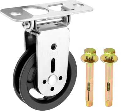 QWORK® Umlenkrollen für Seile, 180° Drehbar Drahtseilrolle mit Installationshardware für DIY Gym Fitnessgeräte, Maximale Kapazität 500 kg