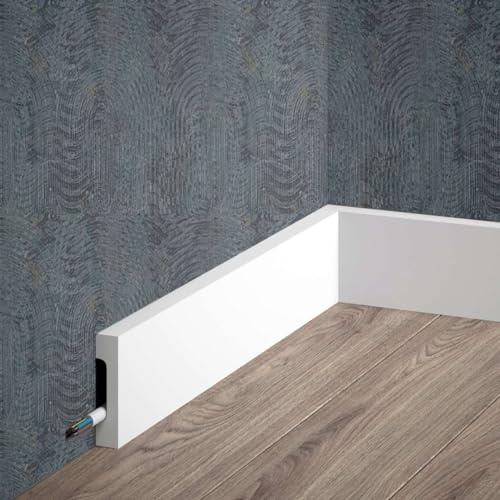 PROVISTON | Kunststoff Sockelleiste | Polystyrol | 16 x 70 x 2000 mm | Weiß | Fußleiste | Bodenleiste