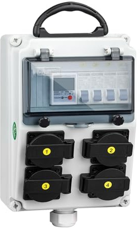 Electrical Outlet Box, 80A Electricity Meter Breaker, with IP44 NEMA 5-20 Power Outlet, Dust & Splash Proof, for Workshops & Construction Sites