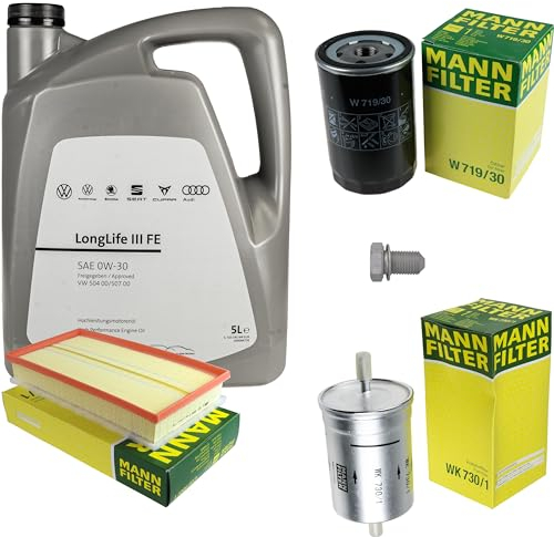 Inspektionspaket Wartungspaket Filterset mit 5 L 0W-30 Motoröl LongLife 3 FE, Ölfilter Luftfilter Kraftstofffilter Ölablassschraube