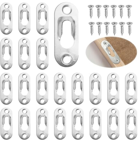 Lot de 30 Attaches de Suspension en Trou de Serrure, 44x16 mm Attache Cadre