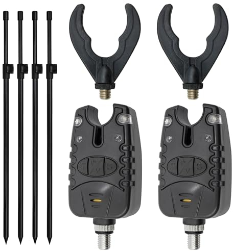 Banksticks + Bissanzeiger Set Rutenablage - Komplettes Ruten-Auflage-Set für optimales Angelerlebnis (2 Ruten | Länge: 50-80cm)