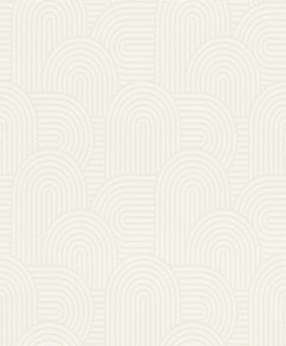 Rasch Tapeten 634136 - Carta da parati in tessuto non tessuto con motivo geometrico con innumerevoli fogli in bianco crema e beige chiaro della collezione Color your life – 10,05 m x 0,53 m (lunghezza