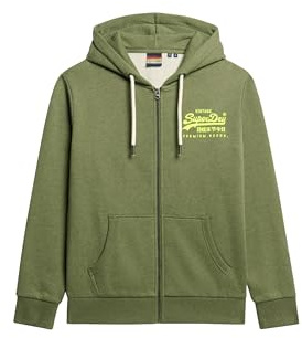 Superdry Herren Neon Vintage Kapuzenjacke mit Logo-Grafik Thrift Olivgrün Meliert L