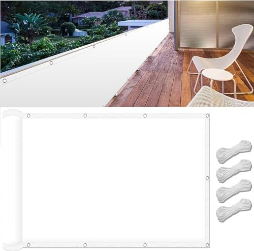 Sonnensegel Sonnenschutz Rechteckig 50 x 120 cm,(Nach Mass) Markisenstoff 98% Uv Schutz Wasserabweisend, Markisenstoff Balkonverkleidung,Für Terrasse Garten, Weiß