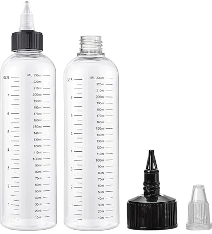 TNSLAND 2 botella dosificador transparente 230 ml, aplicador de aceite para el cabello