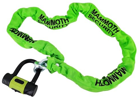 Mammoth Security Motorcycle Lock & Chain 10mm Thick Reinforced Steel Chain 1.5M Long with D-Lock