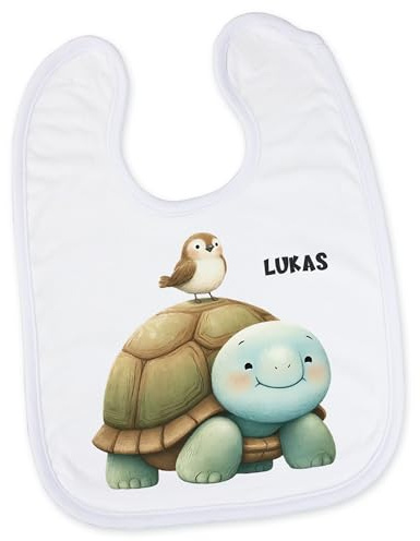 GRAZDesign Baby Lätzchen personalisiert mit Namen Schildkröte Geschenk Geburt, Taufe