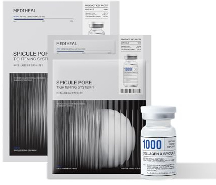 Mediheal Collagen Spicule 1000ppm Intensive Serum – Micro Needle Serum for Pore Care, Soothing & Skin Texture Improvement, 2-Step,Collagen Spicule Ampoule and Gel Mask Set,Skin Booster,10pcs