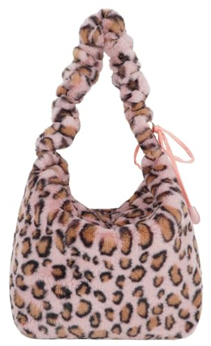 Meliyya Damen Kuschelige Handtasche Winter Tote Bag Warme Flauschige Schultertasche Große Damentasche Plüsch Shopper aus Kunstfell für Uni Arbeit Mädchen Schule