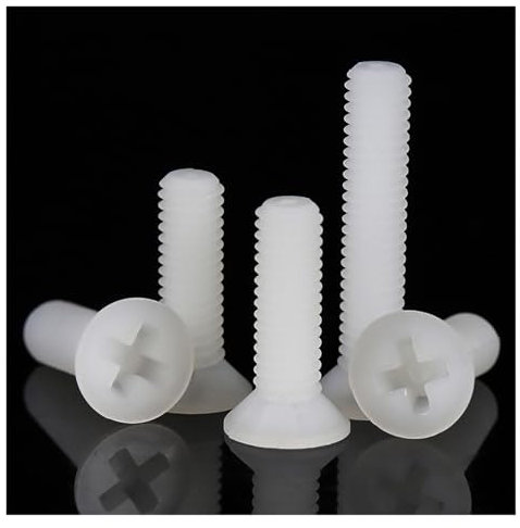 Haroar 20/50 Stück M2 M2.5 M3 M4 M5 Weiße Nylon-Senkkopfschrauben Kunststoff-Flachkopfschrauben Länge: 4~35 mm(M2.5x6 (50pcs))