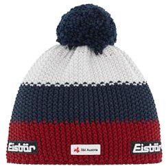 Eisbär Star Pompon Ski Austria Mütze Mehrfarbig – Exklusive Wintermütze mit Merino-Mix, Dreistreifen-Design & Kuschelfleece & Bommel, Skimütze – Offizielles Ski Austria Modell, Perfekt für kalte Tage