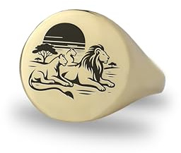 14k Gold Löwen Siegelring - Familie Ring - Neugeborenen Ring - Fett Aussage Ring - Unisex Ring