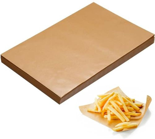 Jidyllic 100 fogli di carta pergamena non sbiancata, 22,9 x 33 cm, fogli di pergamena pretagliati antiaderenti per friggitrice ad aria, cottura, teglie per biscotti, forno