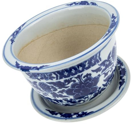 Kisangel Pots À Orchidées en Céramique Bleu Et Blanc Pots De Fleurs Grands Pots De Fleurs D'Intérieur Blancs D'Intérieur D'Orchidées Orientaux