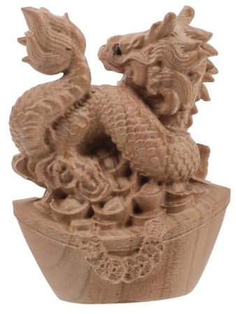 PartyKindom Miniatur-drachenfigur Aus Holz Geschnitztes Drachenornament Für Heimdekoration Kleine Drachendekoration Für Schreibtisch Und