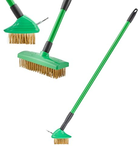 Daniel James 3-in-1 Weed Remover Brush - 82-139cm Telescopic Steel Wire Brush, Scrubber & Scraper for Moss & Weed Removal from Patio, Driveway & Decking - Heavy-Duty for Block Paving, Garden & Outdoor