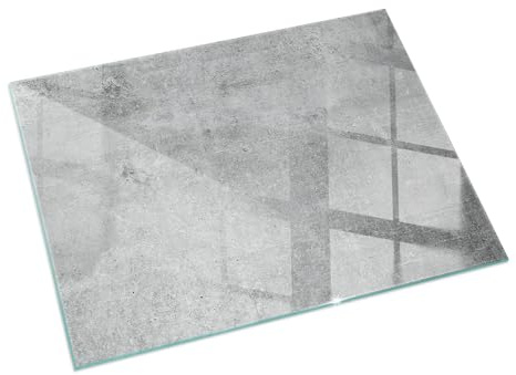 Kamin Bodenplatte Glas 120x80 cm Nachhaltig Wohnzimmer Rechteckig Spritzwasserschutz Sicherungsblech Bodenbelag Polierte Kanten Schutz vor Glut Herdboden - Rohe Betonstruktur