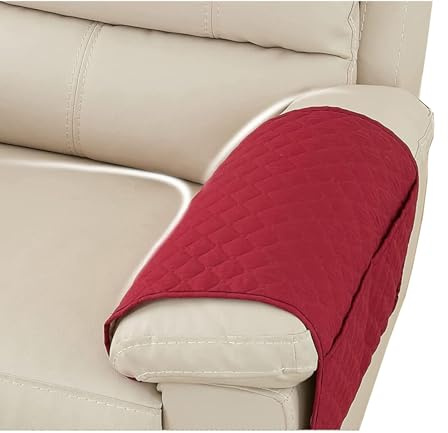 Miecoae Sofa Armlehnenbezüge，Couch Kopfstützenbezug，Armlehnenschoner für Relaxsessel Sofa Armbezug Kopfstützenschutz Sitzbezug rutschfeste(Rot,2PCS)