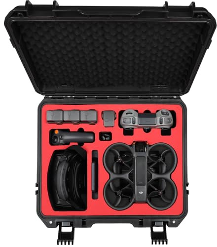 Drogear Waterproof Hard Case for DJI Avata 2 Fly More Combo with Goggles 3, Holds Up to 8 Batteries, Fits RC Motion 3 & FPV Remote Controller 3, Shockproof Travel Storage Case for Drone Accessories