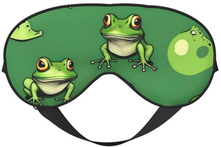 Schlafmaske aus Seide mit lustigem Froschmotiv, weiche Augenabdeckung mit verstellbarem Riemen, bequem für Reisen, Büro, Nickerchen