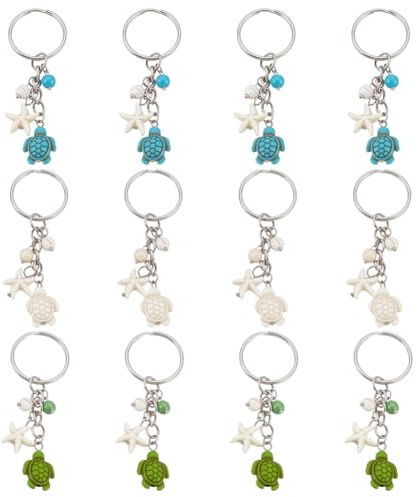 CRAFTYMELODY 3 porte Clés Thème Océan 12 pièces Breloques de Sac à Main en Métal Pendentif de Sac Breloques de Sac Breloques de Voiture Accessoire de Décoration
