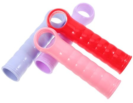 HOMSFOU 4pcs Plastic Mop Handle End Cap Replacement Ergonomic Grip for Dustpan Rods Compatible with Various Cleaning Tools Easy Assembly and Storage Red Purple Blue Pink