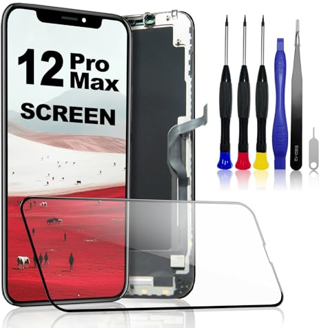 PartageFix Écran pour iPhone 12 Pro Max – Kit Complet de Remplacement LCD 6,7 FHD + Verre Tactile – Compatible Modèles A2411/A2410/A2342 (Cadre Pré-Monté + Outils Inclus)​