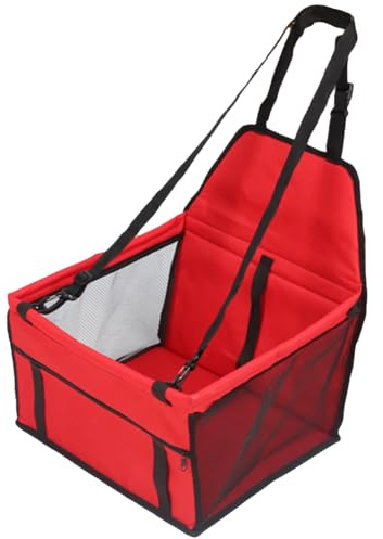 Panier de Voiture pour Chien Oxford, Respirant Lavable Siège Auto, Pliable Caisse Transport pour Petits Animaux de Compagni,Rouge,40 * 33 * 25