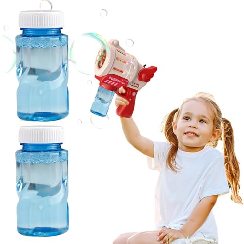 2 Stück Blasen-Nachfülllösung – konzentrierte flüssige Formel, je 50 ml, sicheres, leichtes, tragbares Design | Perfekt für Seifenblasen-Maschinen, Spielzeug für Kinder, Sommerspiele im Freien, lustig