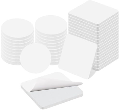 vsshe URAQT Adhesivo Doble Cara, 40 Piezas Pads Adhesivo Cinta Adhesiva Doble Cara Espuma, 40 * 40mm Cuadrados y 30 * 30mm Redondos Almohadillas Adhesivas Extrafuerte para Hogar Oficina Coche