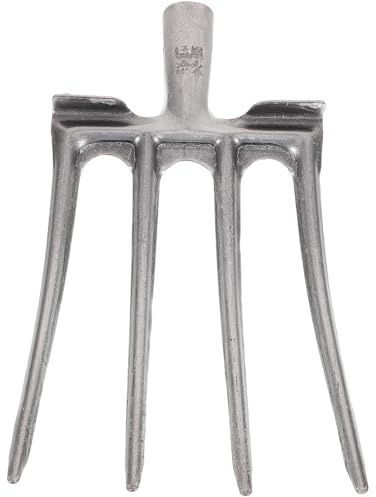 Lurrose Rastrello da Giardinaggio Manuale a 4 Denti in Acciaio al Manganese, Attrezzo Agricolo Leggero e Compatto per Rivoltare e Smuovere Terreno, per Orto e Giardino