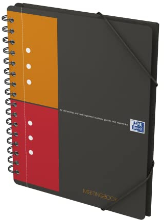 Oxford Meetingbook International A5, kariert 160 Seiten, mit Gummizugmappe und 3 Einschlagklappen