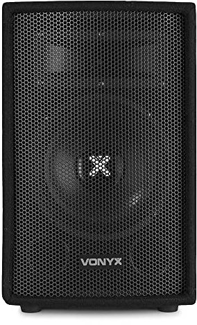 VONYX SL8 8 inch passive DJ PA speaker, 200W RMS, max 400W, unpowered stage cabinet, 2-way bass reflex, 8 ohm, pole mount, DJ events, parties, live PA, speeches, single speaker