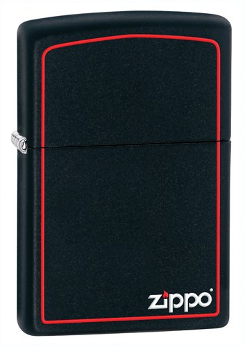 Briquet Zippo noir mat avec bordure rouge 218ZB